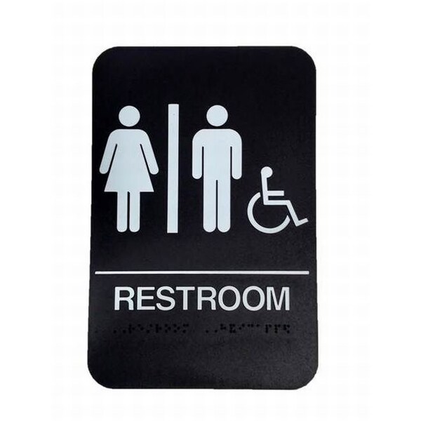 Men / Women / Handicap ADA Black Bathroom Sign